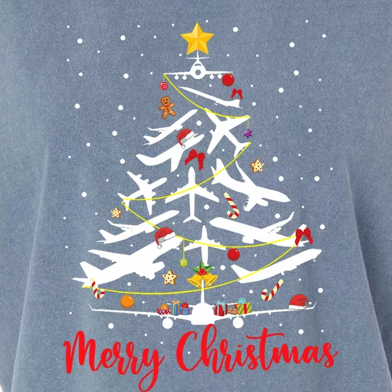 Airplane Christmas Tree Merry Christmas Most Likely Pilot Garment-Dyed Women's Muscle Tee