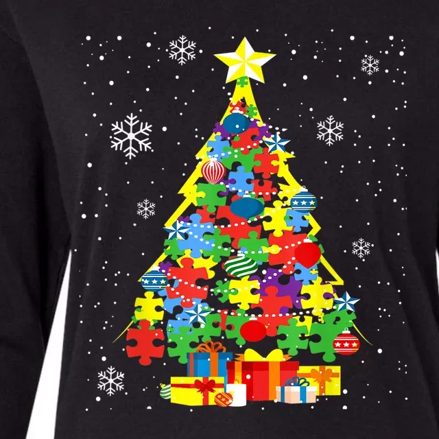 Autism Christmas Tree Gift For A Proud Autistic Person Womens Cotton Relaxed Long Sleeve T-Shirt