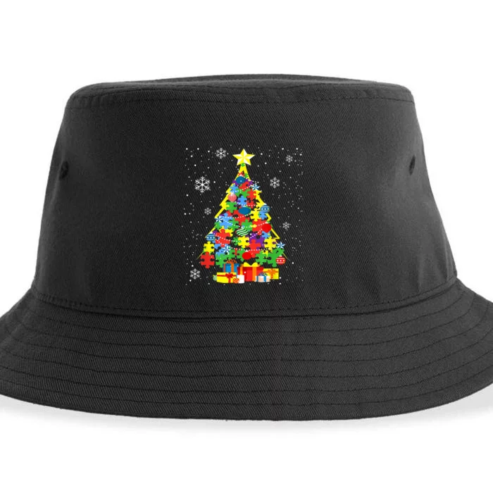 Autism Christmas Tree Gift For A Proud Autistic Person Sustainable Bucket Hat