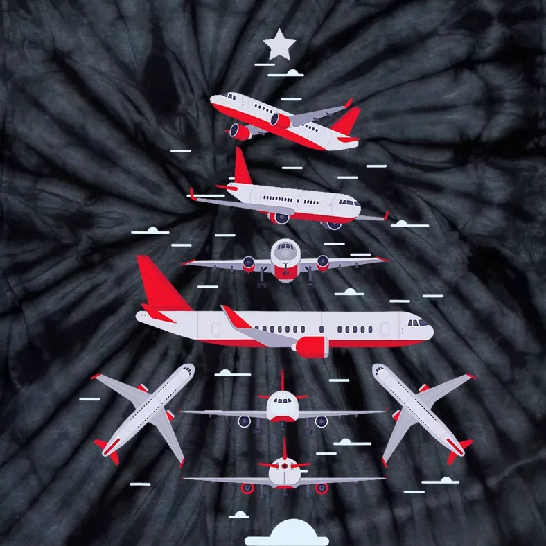 Airplane Christmas Tree Pilot Merry Christmas Xmas Tree Tie-Dye T-Shirt