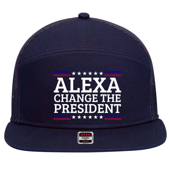 Alexa Change The President Funny Political Impeach 46 7 Panel Mesh Trucker Snapback Hat