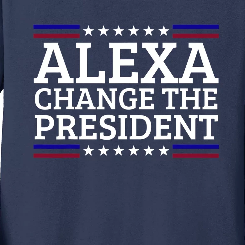 Alexa Change The President Funny Political Impeach 46 Kids Long Sleeve Shirt