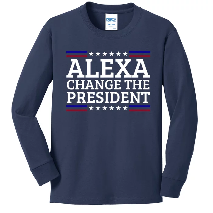 Alexa Change The President Funny Political Impeach 46 Kids Long Sleeve Shirt