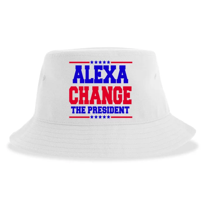 Alexa Change The President Funny Elections Sustainable Bucket Hat