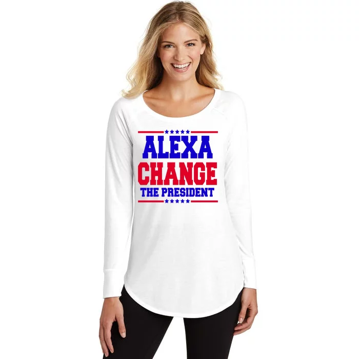 Alexa Change The President Funny Elections Women's Perfect Tri Tunic Long Sleeve Shirt