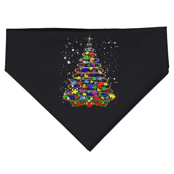 Autism Christmas Tree Lights Xmas Cute Xmas Autism Awareness USA-Made Doggie Bandana