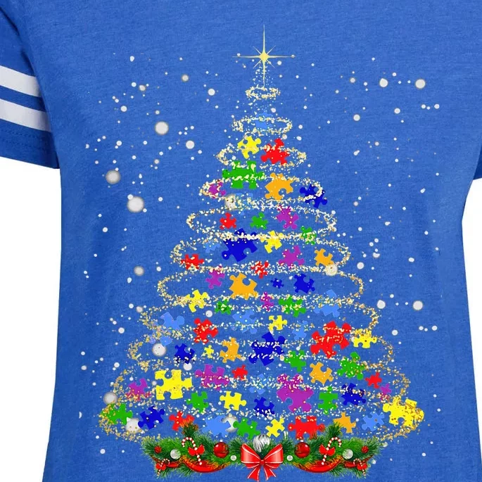 Autism Christmas Tree Lights Xmas Cute Xmas Autism Awareness Enza Ladies Jersey Football T-Shirt