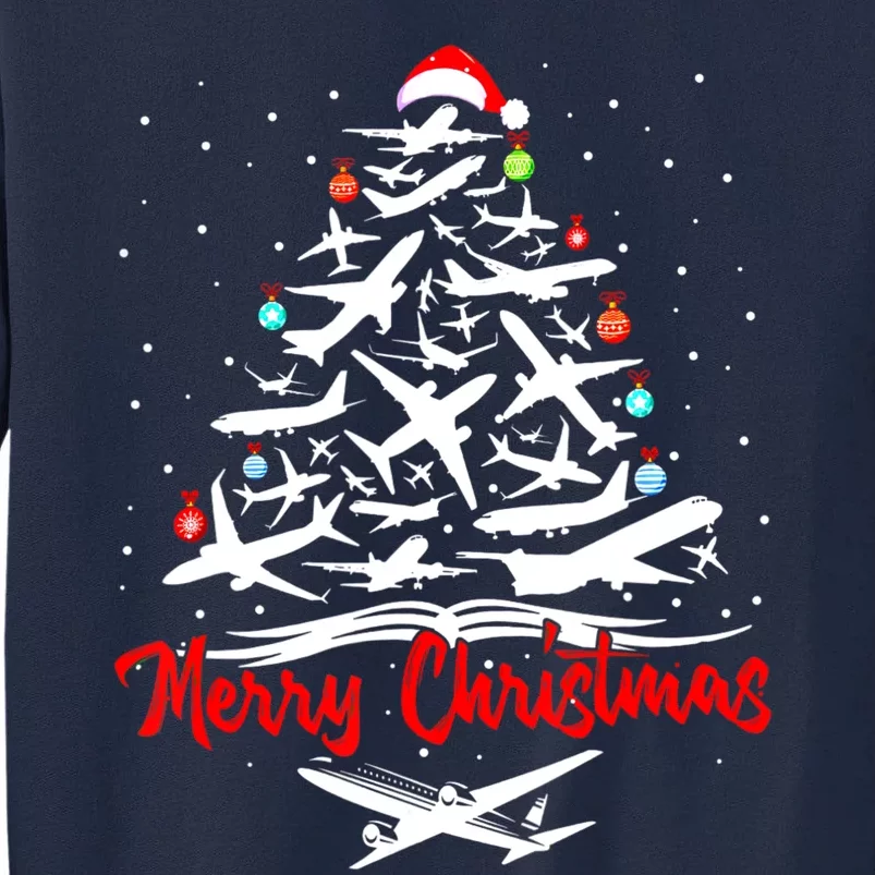 Airplane Christmas Tree Tall Sweatshirt