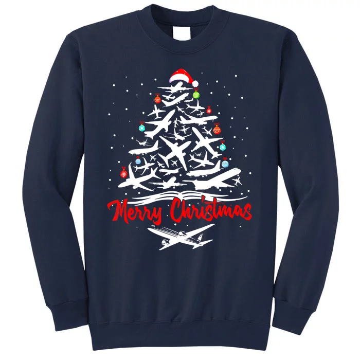 Airplane Christmas Tree Tall Sweatshirt