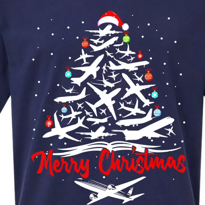 Airplane Christmas Tree Sueded Cloud Jersey T-Shirt