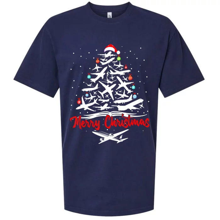 Airplane Christmas Tree Sueded Cloud Jersey T-Shirt