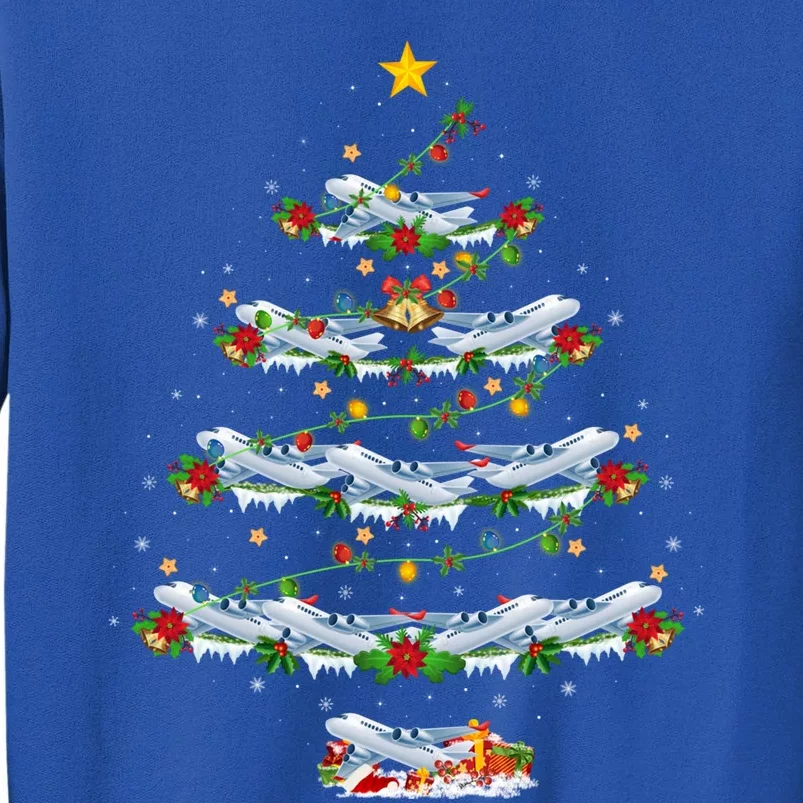 Airplane Christmas Tree Lights Santa Airplane Xmas Gift Sweatshirt