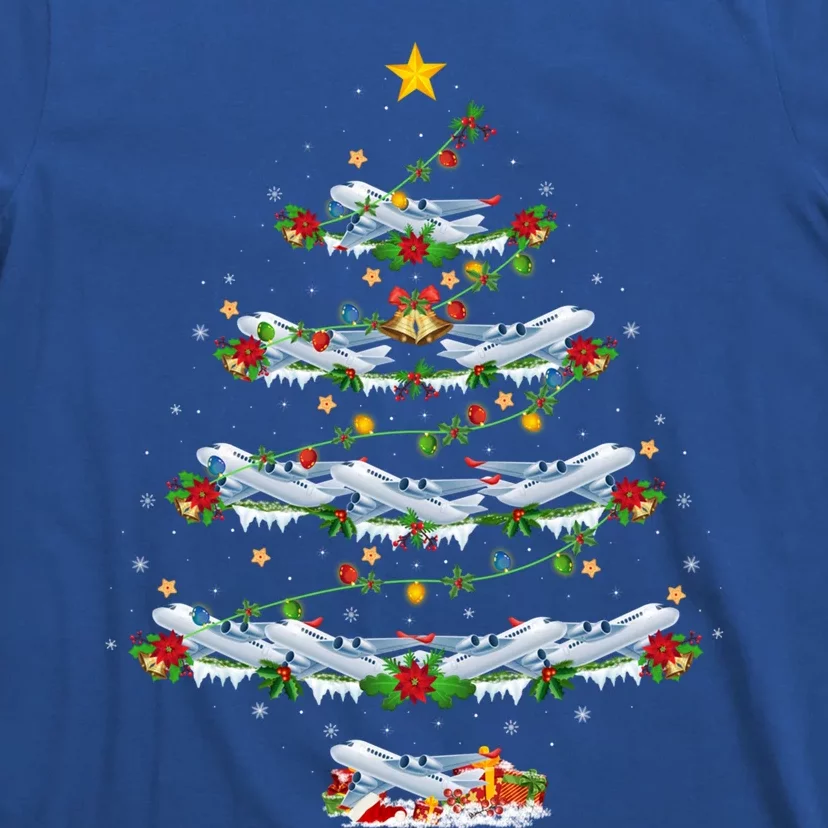 Airplane Christmas Tree Lights Santa Airplane Xmas Gift T-Shirt