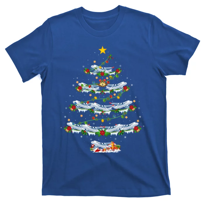 Airplane Christmas Tree Lights Santa Airplane Xmas Gift T-Shirt