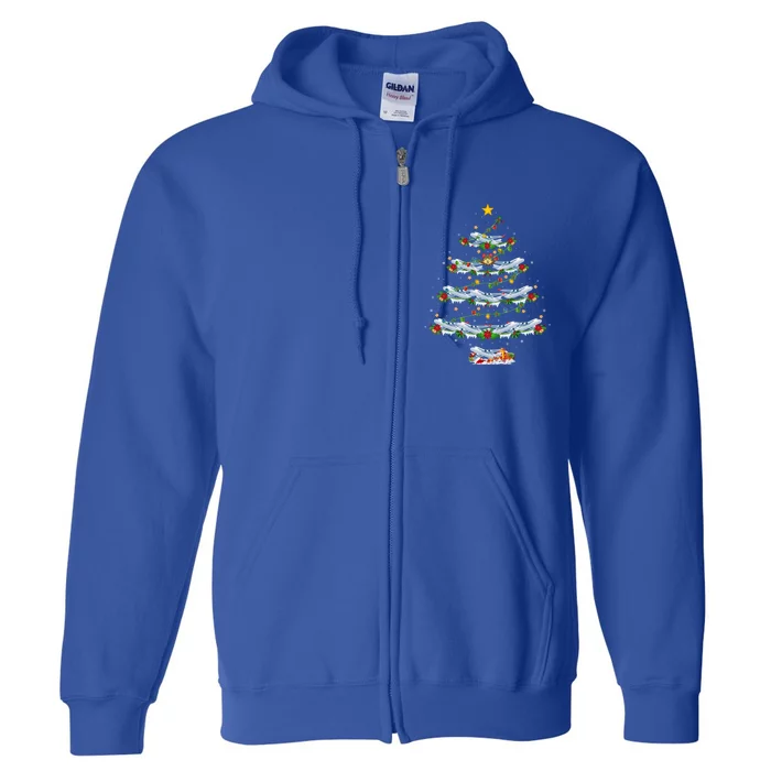 Airplane Christmas Tree Lights Santa Airplane Xmas Gift Full Zip Hoodie