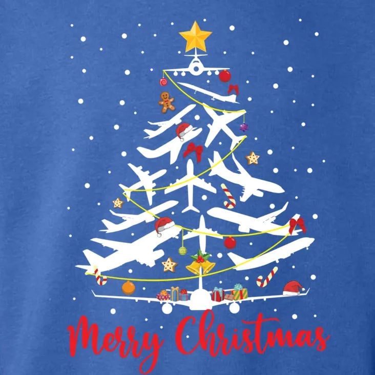 Airplane Christmas Tree Merry Christmas Most Likely Pilot Gift Toddler Hoodie