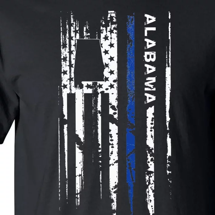 Alabama Cop Thin Blue Line Leo Police American Flag Tall T-Shirt