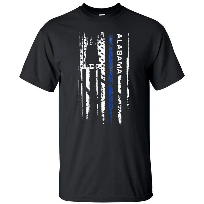 Alabama Cop Thin Blue Line Leo Police American Flag Tall T-Shirt