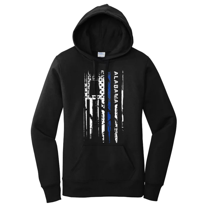 Alabama Cop Thin Blue Line Leo Police American Flag Women's Pullover Hoodie