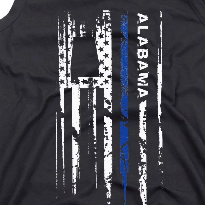 Alabama Cop Thin Blue Line Leo Police American Flag Tank Top