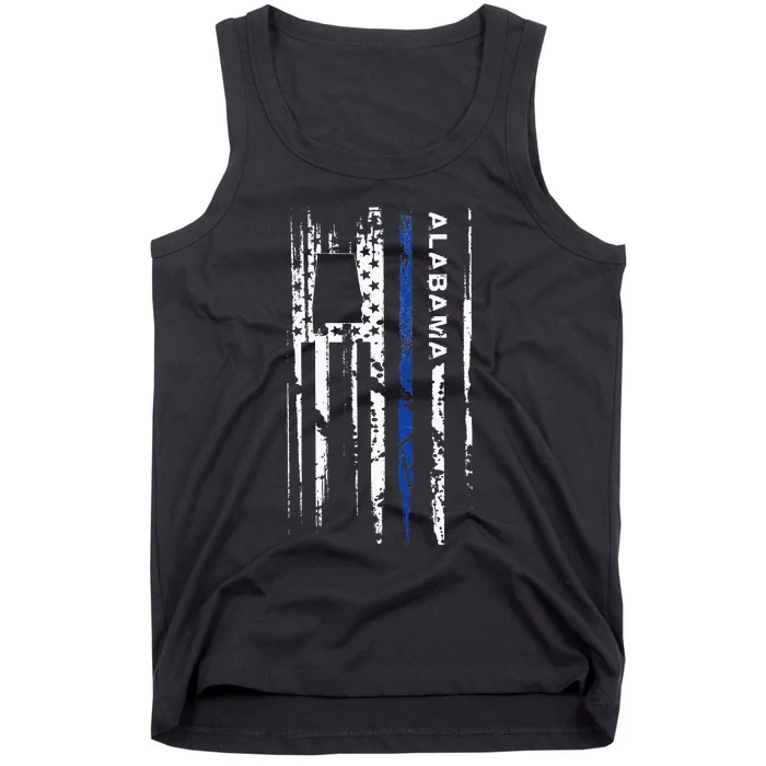 Alabama Cop Thin Blue Line Leo Police American Flag Tank Top