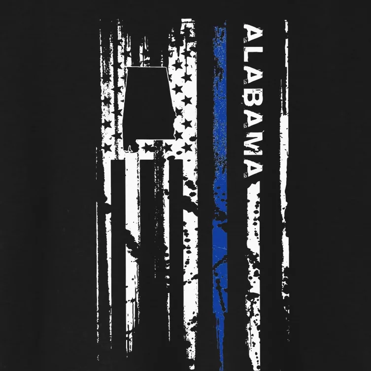 Alabama Cop Thin Blue Line Leo Police American Flag Women's Crop Top Tee