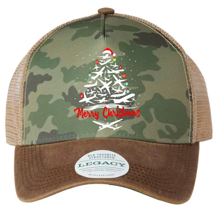 Airplane Christmas Tree Funny Gift Legacy Tie Dye Trucker Hat