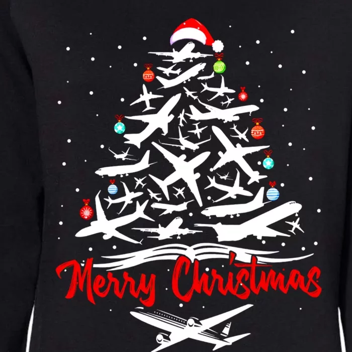 Airplane Christmas Tree Funny Gift Womens California Wash Sweatshirt