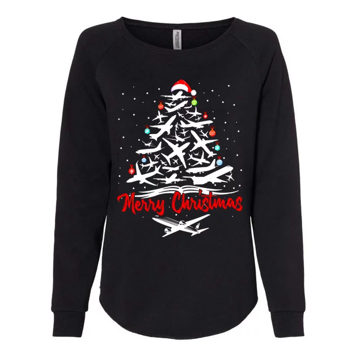 Airplane Christmas Tree Funny Gift Womens California Wash Sweatshirt