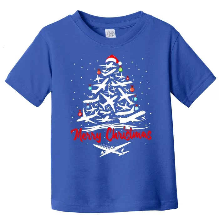 Airplane Christmas Tree Funny Gift Toddler T-Shirt