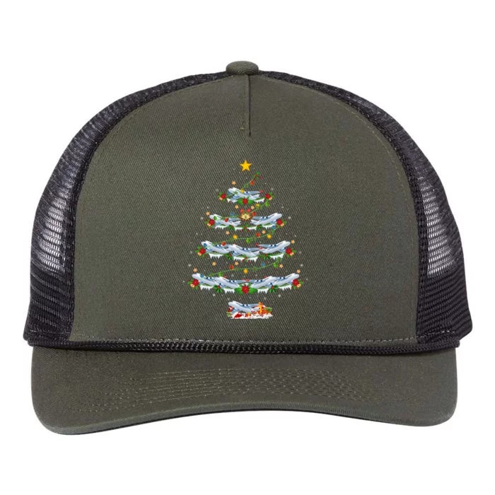 Airplane Christmas Tree Lights Santa Airplane Xmas Cool Gift Retro Rope Trucker Hat Cap