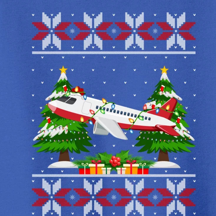 Airplane Christmas Tree Lights Ugly Sweater Santa Xmas Gift Toddler T-Shirt