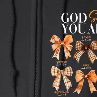 Autumn Christian Thanksgiving Coquette Bow God Says You Are Full Zip Hoodie