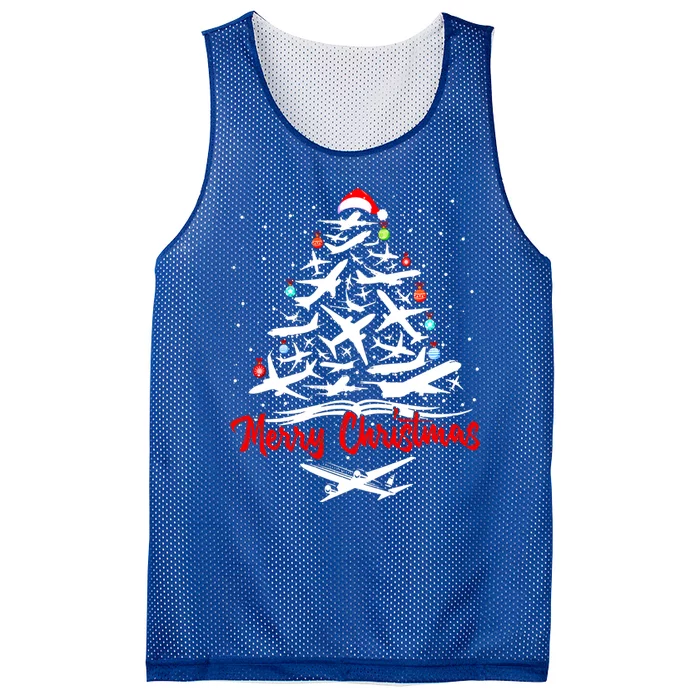 Airplane Christmas Tree Great Funny Gift Mesh Reversible Basketball Jersey Tank