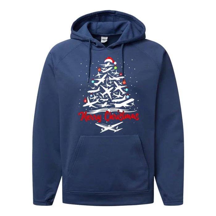 Airplane Christmas Tree Great Funny Gift Performance Fleece Hoodie