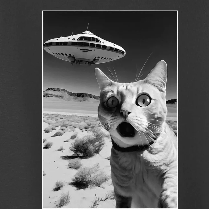 A cat taking a selfie with a ufo spaceship funny pun meme Toddler T-Shirt