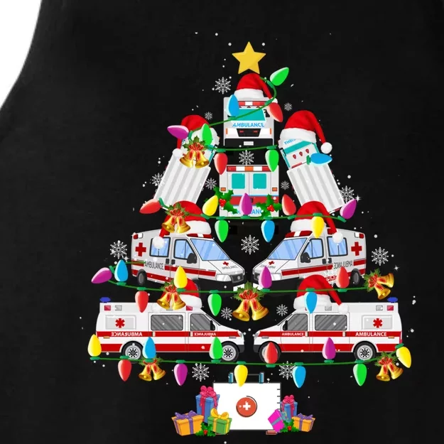 Ambulance Christmas Tree Funny Santa Nurse Doctor Funny Gift Funny Gift Ladies Tri-Blend Wicking Tank