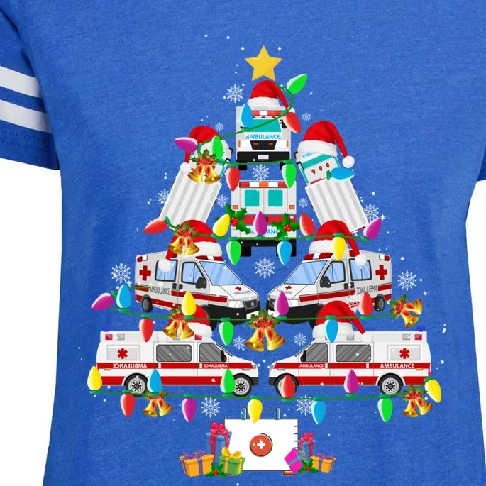 Ambulance Christmas Tree Funny Santa Nurse Doctor Funny Gift Funny Gift Enza Ladies Jersey Football T-Shirt