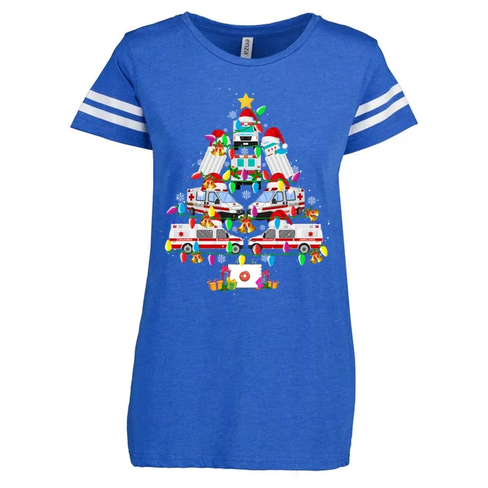 Ambulance Christmas Tree Funny Santa Nurse Doctor Funny Gift Funny Gift Enza Ladies Jersey Football T-Shirt