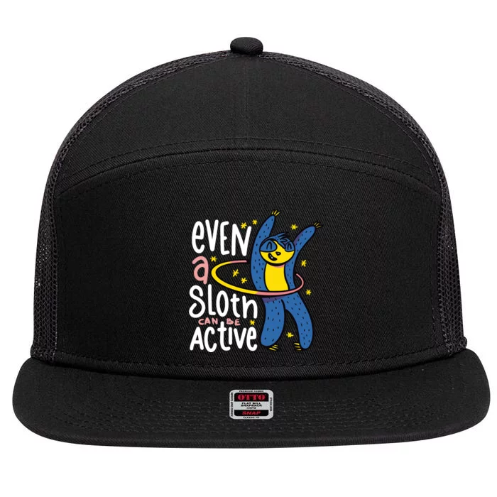 Active Sloth Funny 7 Panel Mesh Trucker Snapback Hat