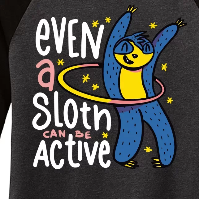 Active Sloth Funny Women's Tri-Blend 3/4-Sleeve Raglan Shirt