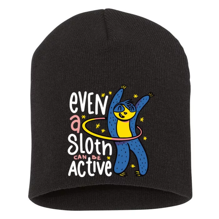 Active Sloth Funny Short Acrylic Beanie