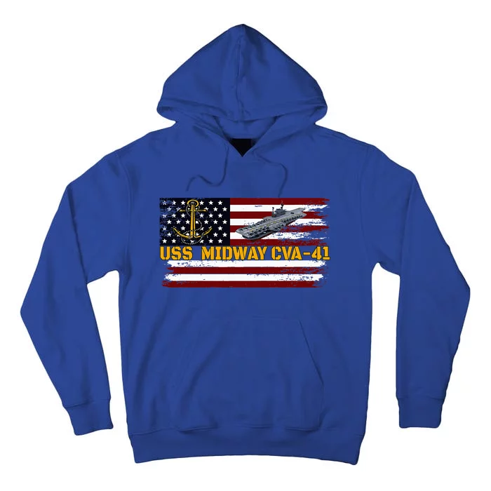 Aircraft Carrier Uss Midway Cva41 Veterans Day FatherS Day Tall Hoodie