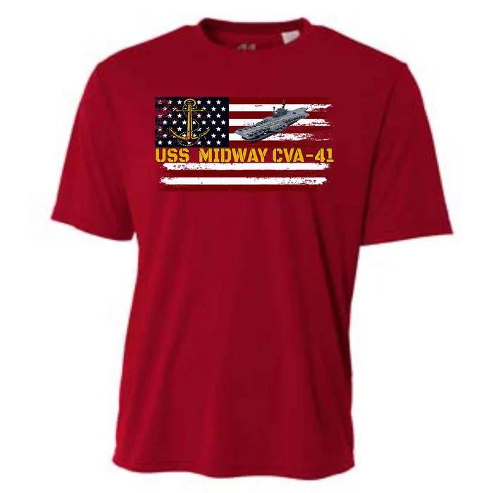 Aircraft Carrier Uss Midway Cva41 Veterans Day FatherS Day Cooling Performance Crew T-Shirt