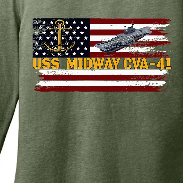 Aircraft Carrier Uss Midway Cva41 Veterans Day FatherS Day Womens CVC Long Sleeve Shirt