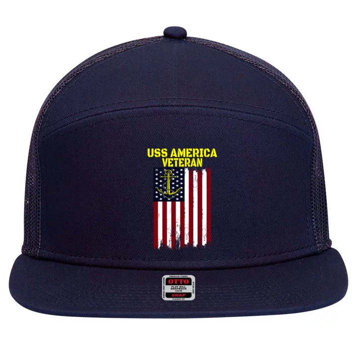 Aircraft Carrier Uss America Cvcute Gift66 Cvacute Gift66 Veteran's Day Gift 7 Panel Mesh Trucker Snapback Hat