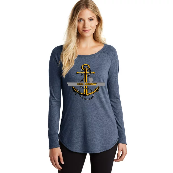 Aircraft Carrier Uss Midway Veterans Day Grandpa Dad Son Boy Gift Women's Perfect Tri Tunic Long Sleeve Shirt