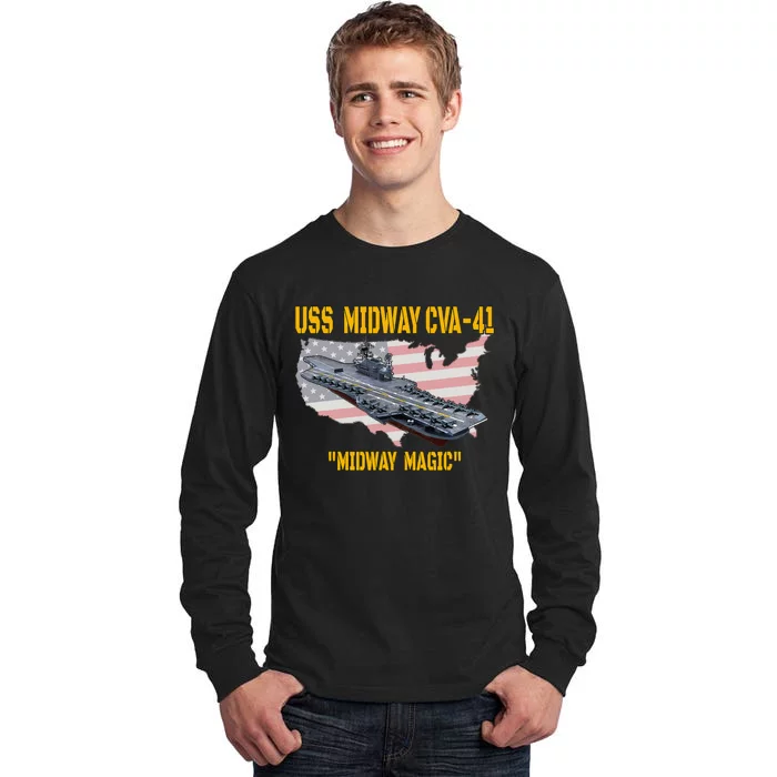 Aircraft Carrier Uss Midway Cva41 Veterans Day Tall Long Sleeve T-Shirt