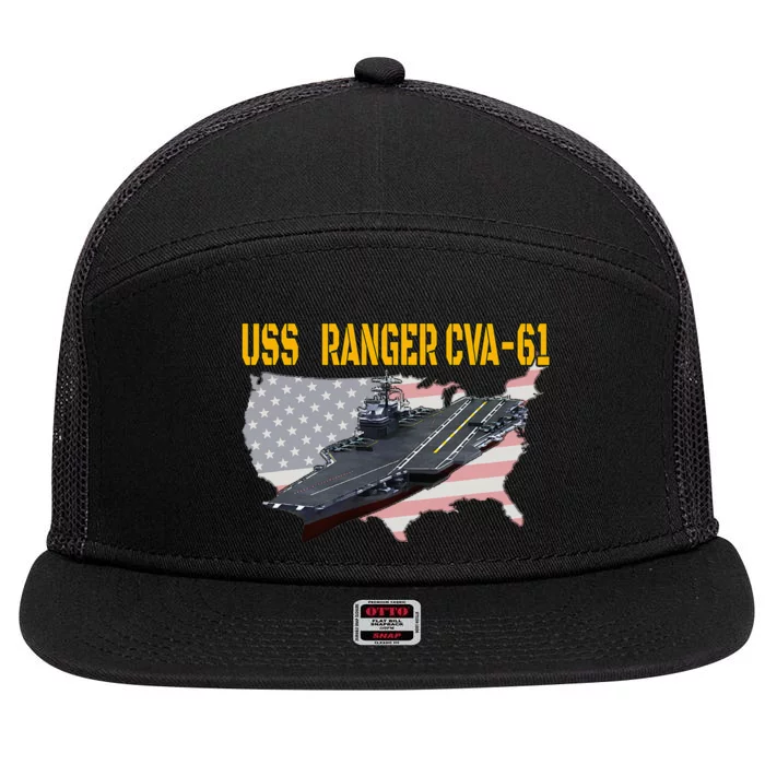 Aircraft Carrier Uss Ranger Cva61 Veterans Day 7 Panel Mesh Trucker Snapback Hat