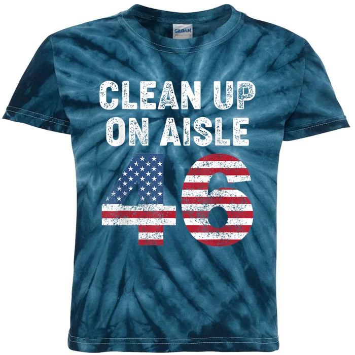 AntiBiden Clean Up On Aisle 46 Impeach Biden Kids Tie-Dye T-Shirt